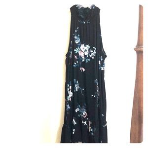 Sleeveless high neck black dress- XL